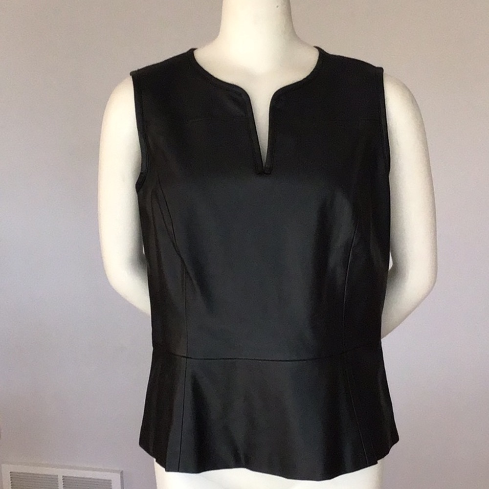 BLACK Saks Fifth Avenue Black Leather Vest